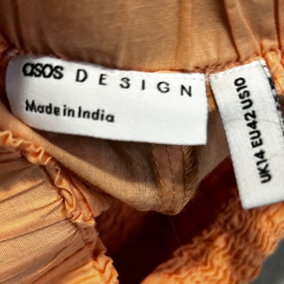 ASOS Womens Sleeveless Shirred Playsuit Romper Size‎ 10 Orange Peach - Picture 11 of 12